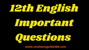 12th English Revision Test Important Questions