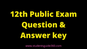 12th Public Exam Question & Answer key