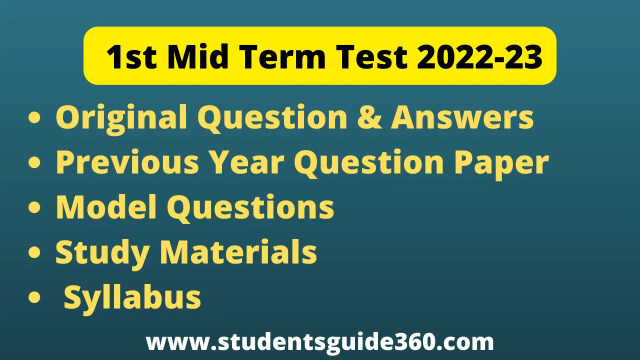 1st mid term question paper 2022