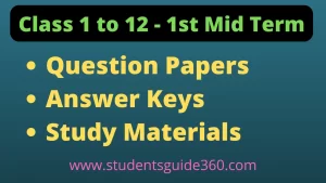 Class 1 to 12 1st Mid Term Question Paper 2022-23