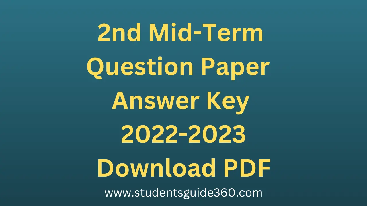 11th STD 2nd Mid Term Question Paper and Answer Key 2022