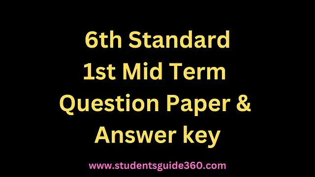 6th 1st Mid Term Question Paper 2023