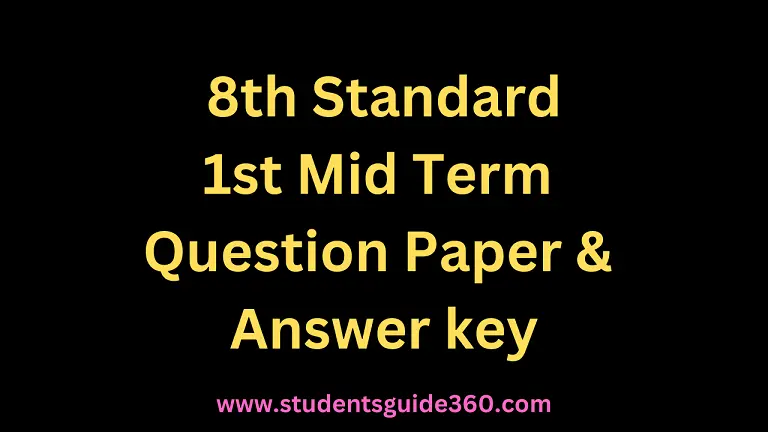 8th 1st Mid Term Question Paper 2023