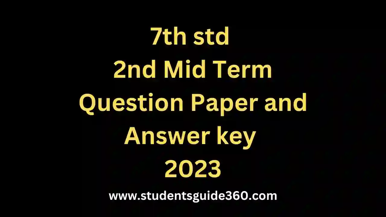 You are currently viewing 7th Maths 2nd Mid Term Question Paper and Answer key 2023