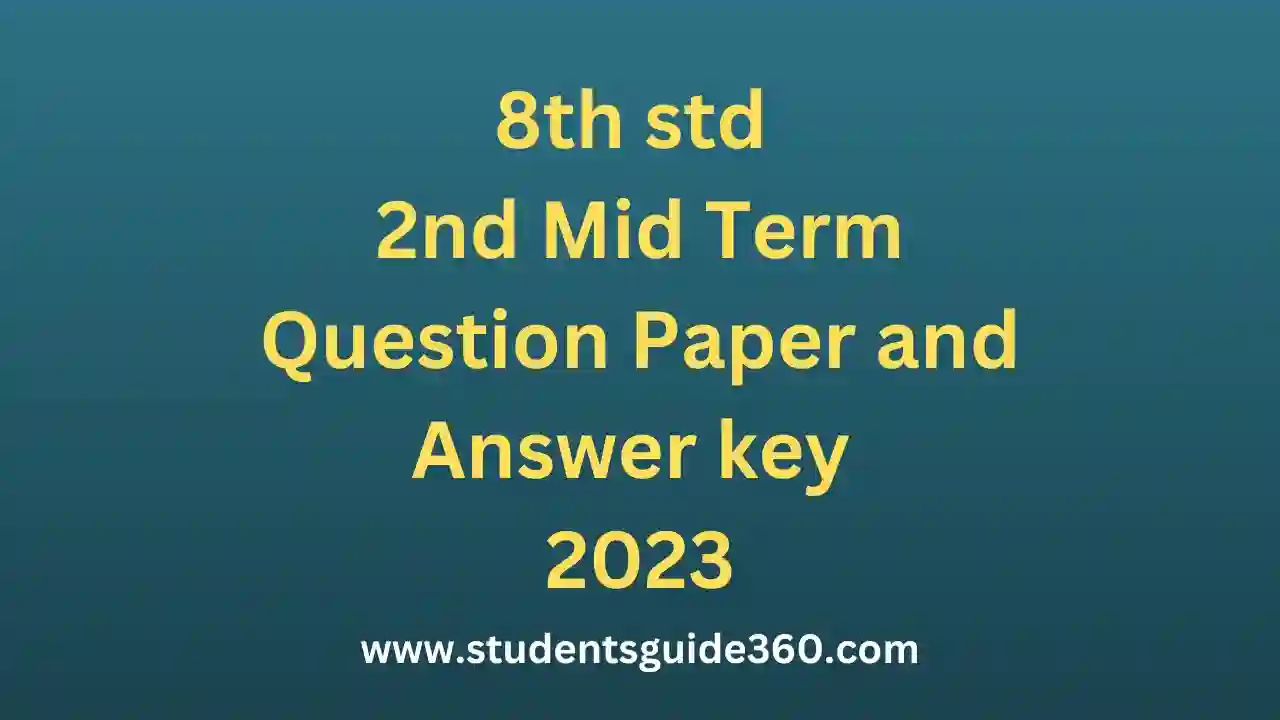 8th 2nd Mid Term Question Paper and Answer key 2023